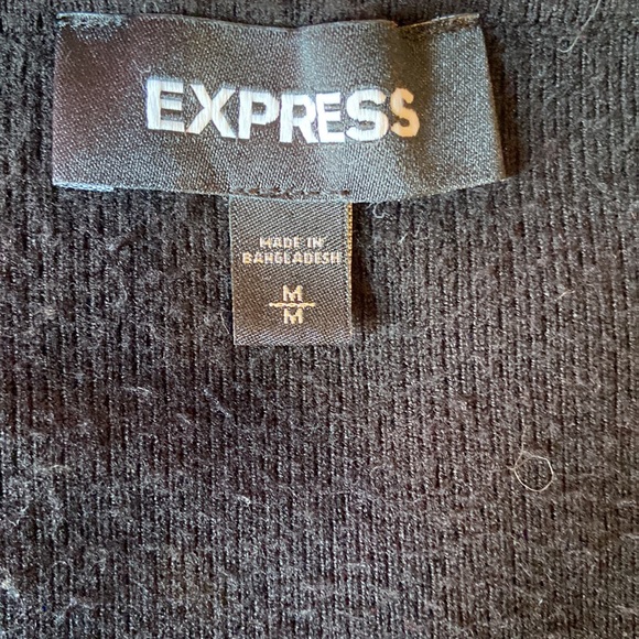 Express Black V-Neck, Puff Sleeve Shirt-Medium - Picture 2 of 2